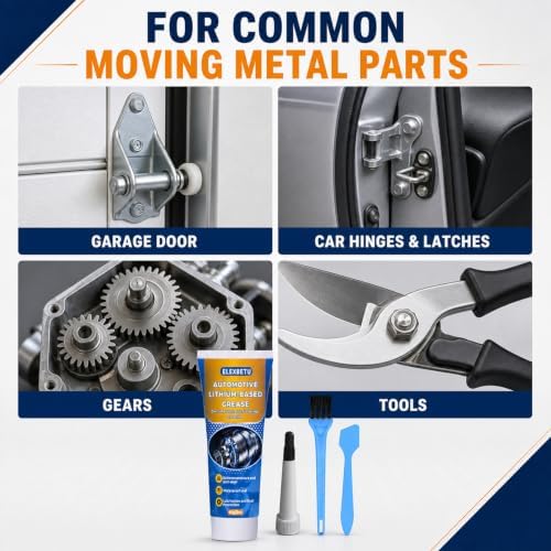 White Lithium Grease with Brush, 85g Waterproof Multi-Purpose Lubricant, Rust & Corrosion Protection for Automotive, Trailer, Garage Door, Hinges, Bearings & Industrial Equipment 3oz/85g
