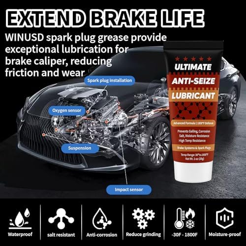 Copper Anti-Seize Thread Lubricant Spark Plug Antiseize Grease Compound for Automotive, Bolts and Nuts | High Temp Brake Parts Lubricant Grease Prevents Rust, Corrosion, Seizing - 1oz Tube (1-Pack)
