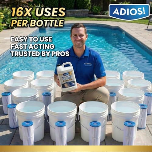 Pool Filter Cleaner for Cartridge DE and Sand, 12X Enzyme Soak 128oz