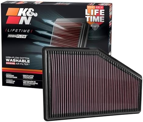 K&N High-Flow Original Lifetime Engine Air Filter: Increase Power: Premium, Washable: Compatible with 2016-2026 Buick/Chervolet/Cadillac: LaCrosse, Regal, XT4, Malibu, 33-5049