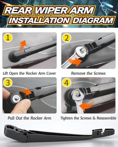 Rear Wiper Arm Blade Assembly, Replacement for Honda CR-V 2023–2025 SUV | Back Windshield Wiper Blade Arm Set, With Rear Window Wiper Arm Nut Cap Cover Accessories – OEM-Style Precision
