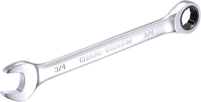 uxcell 3/4 Inch Ratcheting Combination Wrench SAE 72 Teeth 12 Point Ratchet Box Ended Spanner Tools, Cr-V