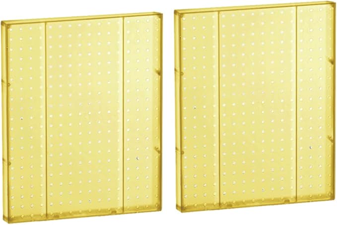 Azar Displays 771620-YEL Plastic Pegboard for Wall Organization - Garage Tool Organizer Wall Mount (Pack of 2) - 1-Sided Durable Wall Panel Organizer (16” W x 20” H x 1” D) - Garage Organizer (Yellow)