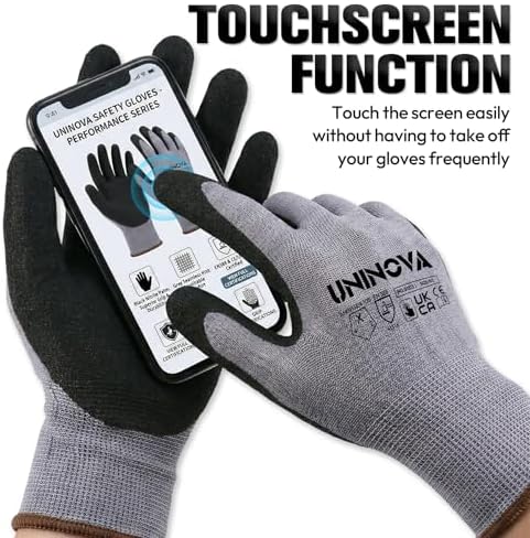 Work Gloves, Sandy Nitrile Coated, Gripped Glove for Men Women