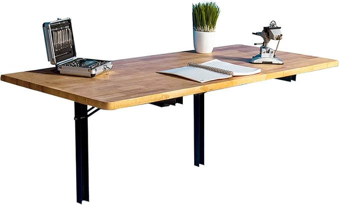 Wallmaster Wall Mounted Folding Workbench Heavy Duty Fold Down Table Utility Bench Solutions Laundry Shelf Wall Desk with Metal Shelf Bracket (32 x 18)
