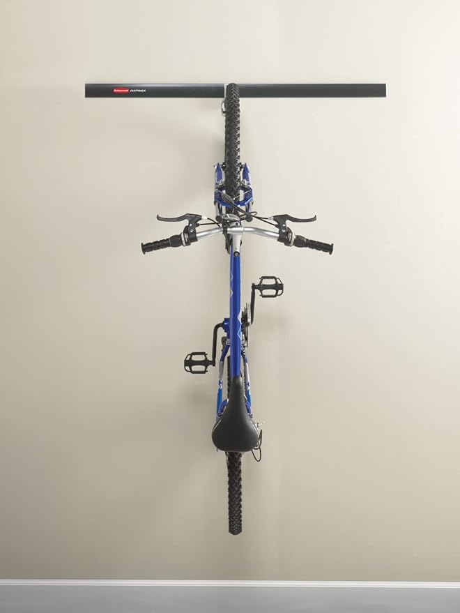 Rubbermaid FastTrack Garage Organization System Vertical Bike Hook Black Holds up to 50 Pounds Wall Mount and Heavy Duty Garage Hanger for Bike Storage