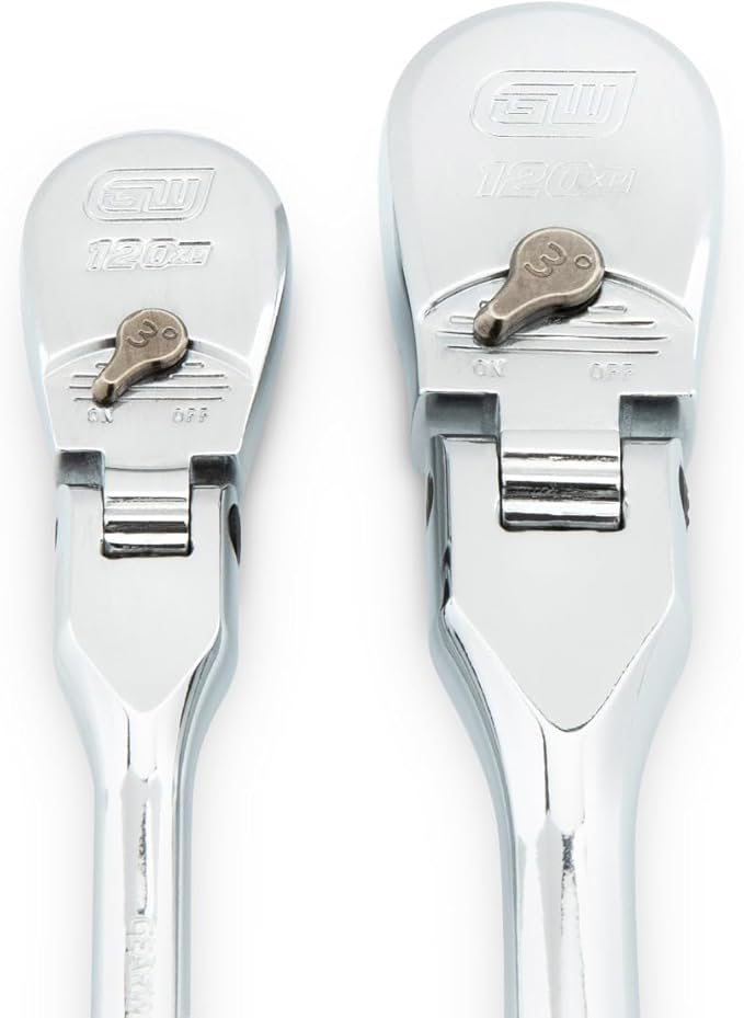 GEARWRENCH 2 Piece 1/4inch and 3/8inch Drive 120XP Flex Head Teardrop Ratchet Set, Dual Material - 81204P