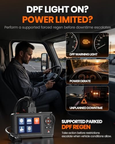 ANCEL HD431 Heavy Duty Truck Scanner, DPF Regen & Forced Reset for Paccar & Detroit Engines, Full System Diagnostics Diesel Code Reader, Professional OBD2/HDOBD Mechanic Tool for Commercial Vehicles