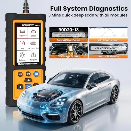 Full Systems OBD2 Scanner Car Diagnostic Tool with ABS SRS Transmission Etc