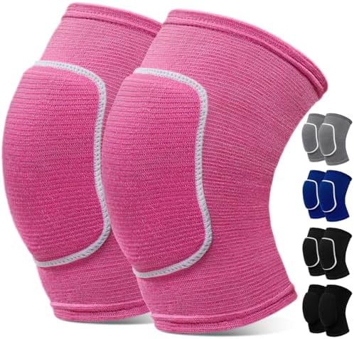 Volleyball Knee Pads,Knee Pads for Women,Men,Kids,Girls,Knee Brace for Basketball Volleyball Football Dance Yoga Tennis Running Cycling Workout Climbing (Pink, Medium)
