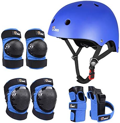 JBM Adult & Kid Skating Protective Gear Set for Beginner to Advanced, Skateboard Helmet Knee and Elbow Pads with Wrist Guards for Inline Roller Skating, Scooter, Skateboarding
