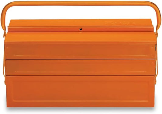 Beta C20L 5-Section Cantilever Metal Tool Box | Heavy-Duty Steel Construction, Lockable, 22” Portable Tool Storage with Fold-Down Handle | Orange, 55 lb Capacity