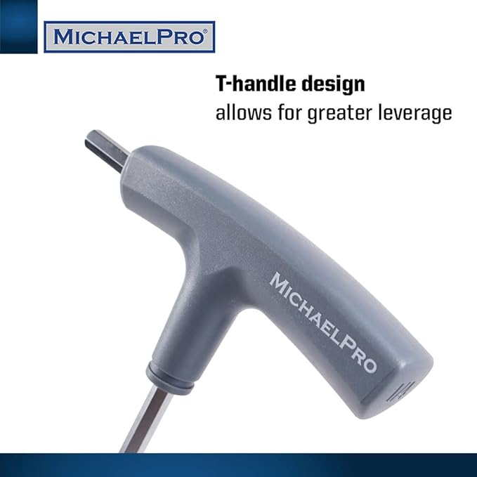 MichaelPro 8-Piece T-Handle Ball End Allen Wrench Set, Hex Keys Set with Convenient Storage Stand (SAE, Gray)