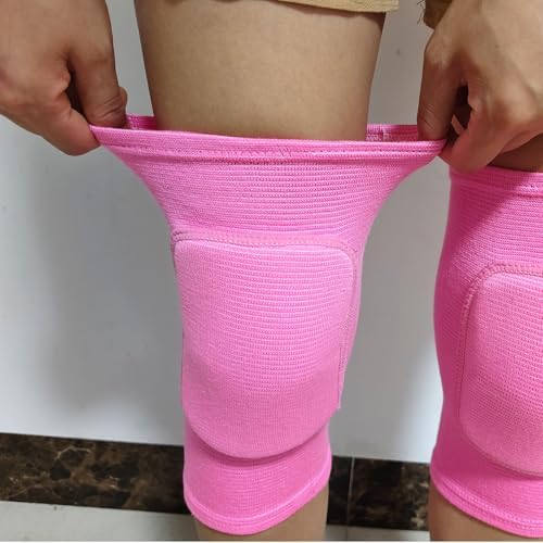 Anti slip sponge, soft and breathable men's, women's, girls', and children's pink knee pads suitable for sports scenes such as volleyball, football, dance, yoga, wrestling, running, cycling, etc (Pink, Medium)