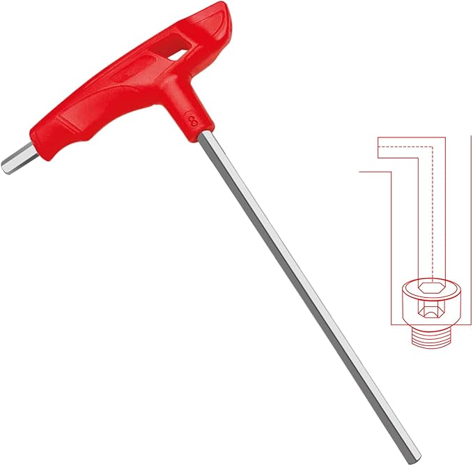 WISEUP 4mm t handle allen wrench set Metric,CR-V heavy duty hex key set with long arm