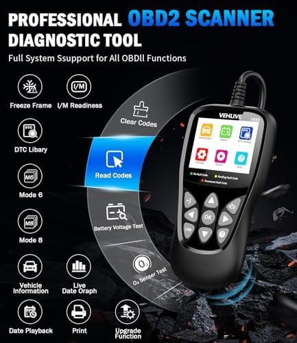 OBD2 Scanner Diagnostic Tool, VEHLIVE V850 Car Code Reader for Check Engine Light with Reset, I/M Readiness, Battery Tester, Live Data, CAN Diagnostic Scan Tool for All OBDII Vehicles After 1996