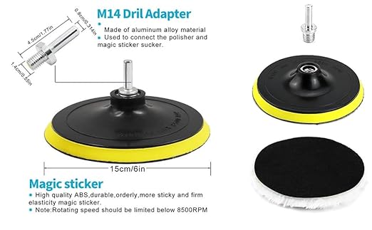 6 Inch Buffing Polishing Pads&Wool Buffing Pad ，with M14 Drill and 6 Inch Backing for Car Buffer Polisher, Washing Cleaning Waxing Dusting, 10PCS