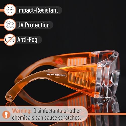 UNCO- Safety Goggles Over Glasses, Protective Goggles, Anti Fog, Work, Safety Glasses Over