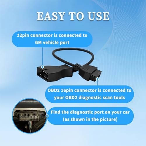 OBD1 to OBD2 Cable for GM 12 Pin to 16 Pin OBD Diagnostic Adapter Cable