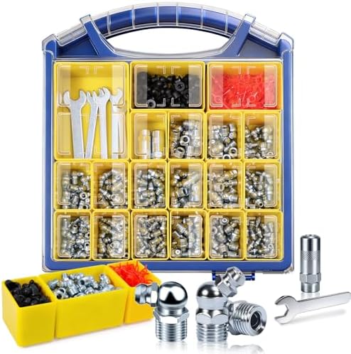 OURU 330PCS Grease Fittings Assortment, SAE & Metric, Grease Gun Couplers