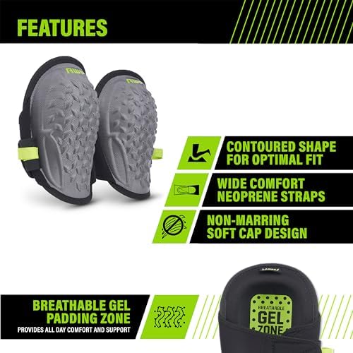 AWP Gel Pro Flooring Knee Pads, 4 Pair, Gel and Foam, Black