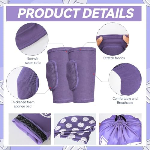 6 Pcs Volleyball Accessories Volleyball Knee Pads Arm Sleeves Drawstring Bag Softball Headbands Volleyball Protection Equipment Gifts for Women Training