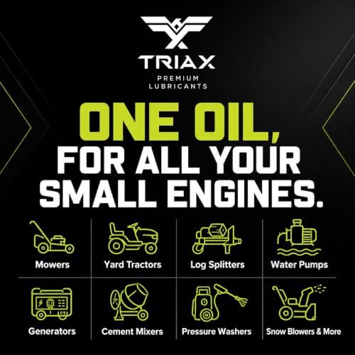 TRIAX Power 4-Stroke 10W-30 Full Synthetic 4-Cycle Small Engine Motor Oil | For Lawnmower, Generator, Tractor, Log Splitter, Snow Blower, Pressure Washer, Cement Mixer, and More (1 Gallon)