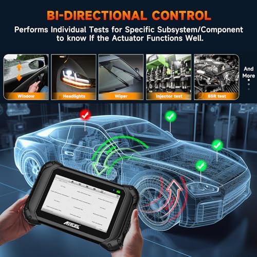ANCEL Bluetooth OBD2 Scanner for Home Mechanic, Bidirectional Scan Tool, All-Systems Diagnostic ECU Code Reader, ABS Reset, Injector Coding, Live Data, Oil Reset, for Most Vehicles, WiFi