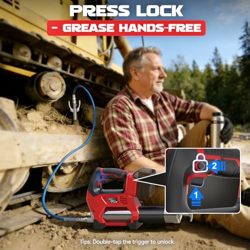 Ecarke Cordless Grease Gun Compatible with Milwaukee 18V Battery (Tool Only), 3‑Speed Adjustable Flow, 12,000 PSI Max, 39” Hose, Works with Bulk & Cartridge Grease, for Farm/Truck/Construction