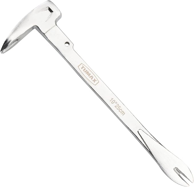 Nail Puller Cats Paw Pry Bars (Sliver, 10 inch (340g) Mini Crowbar with Cats Paw Nail Remover, High Carbon Steel Crowbar Tool for Home Remolding & Woodworking