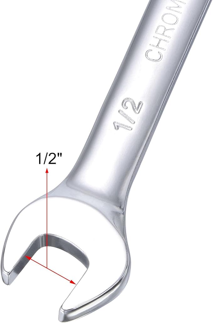 uxcell 1/2 Inch Ratcheting Combination Wrench SAE 72 Teeth 12 Point Ratchet Box Ended Spanner Tools, Cr-V