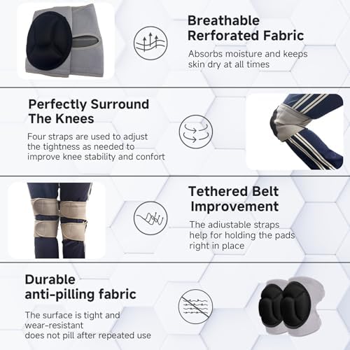 Women Men Knee Pads for Cleaning Floors,House Working,Gardening，Gray，X-Large