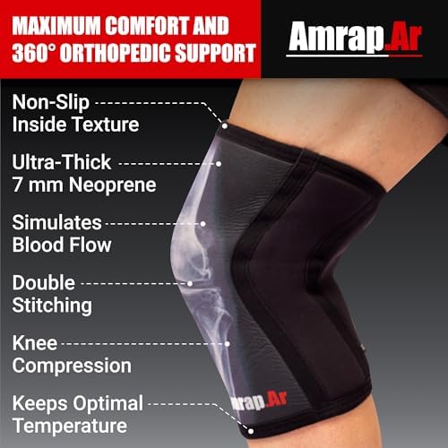 7mm Knee Sleeves (size M - Pair) | Neoprene Knee Sleeve for Weightlifting Men and Women & Powerlifting | High-Performance Gym Reaper Knee Sleeves Compression Support for Squats, Weight Lifting