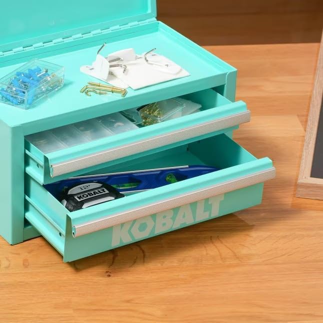 Mini 2-Drawer Steel Tool Box Teal Color