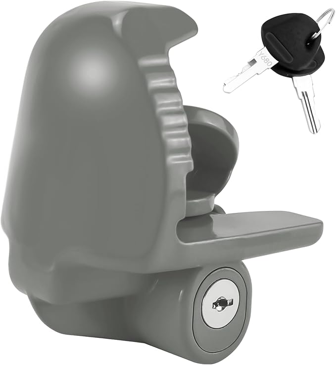 Cenipar Trailer Hitch Lock Universal Size Fit 1-7/8", 2", and 2-5/16" Couplers, Heavy Duty Steel, for Vehicles, Trailers, and RVs(Grey)