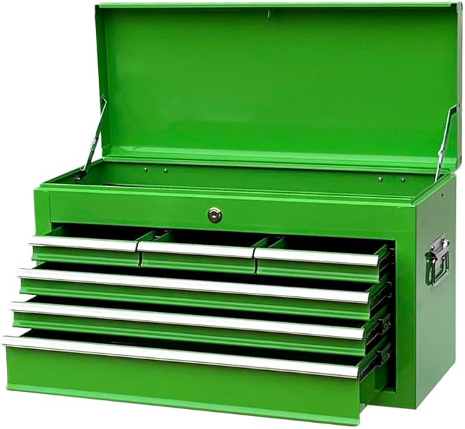 Workington Portable Metal Tool Chest with 6 Drawers, 24" 6-Drawer Tool Chest Cabinet with Ball Bearing Drawer Slides, Steel Tool Storage Box Organizer 4005 Green