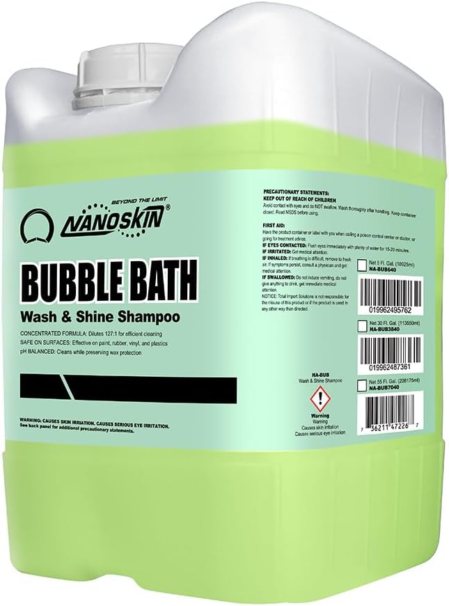 Nanoskin BUBBLE BATH Foaming Car Wash Shampoo 5 Gallons - Works with Foam Cannon, Foam Gun, Bucket Washes, Car Soap for Pressure Washer | For Car, Truck, Motorcycle, RV & More | Green Apple Scented