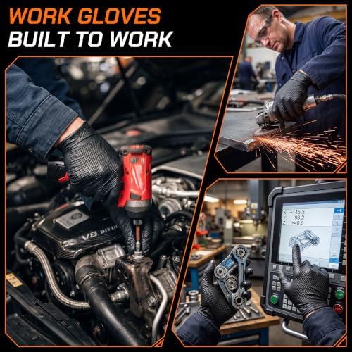 10mil Nitrile Gloves Thick,Industrial Disposable Gloves with Diamond Textured,Heavy Duty Mechanic Glove,Latex Free (1000, X-Large)