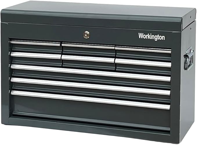 Workington Portable Metal Tool Chest with 9 Drawers, 24" 9-Drawer Tool Chest Cabinet with Ball Bearing Drawer Slides, Steel Tool Storage Box Organizer 4006 Gray