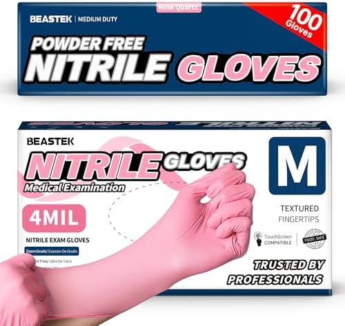BEASTEK Medical Nitrile Exam Gloves Disposable Powder-Free, 4 Mil 100 Count