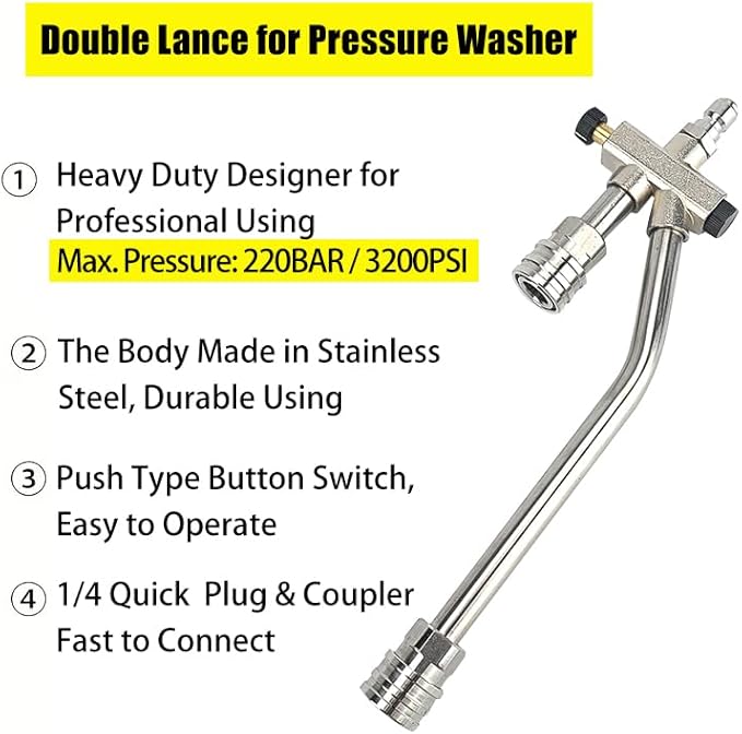 Foam Cannon Dual-Connector Accessory, Pressure Washer Double Tip Attachment for Foam Cannon, Pressure Washer Accessories with 1/4" Quick Connect for Car Wash, 5 Sprayer Tips #035, Nozzle Holder
