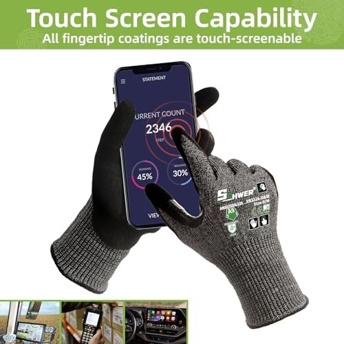 Schwer ProGuard High Level Cut Resistant Work Gloves PR3326 for Extreme Protection，ANSI A9 Cut Gloves with Reinforced Thumb, Non Slip, Durable, Touch-screen, Black 2 Pairs（M）
