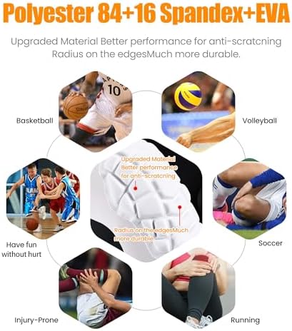 Basketball knee pads, compression leg covers for teenagers and adults, wrestling knee pads, football volleyball, pickleball, weightlifting knee pads (1 pair) (Short white, Large)