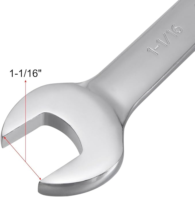 uxcell 1-1/16 Inch Ratcheting Combination Wrench SAE 72 Teeth 12 Point Ratchet Box Ended Spanner Tools, Cr-V