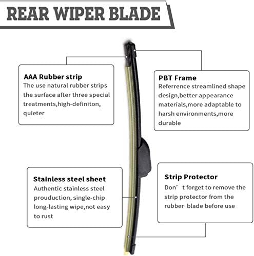 (Pack of 2) Rear Wiper Blade Replacement for Hyundai Elantra GT I30 2013-2017,Jaguar F-PACE 2017-2022,Alfa Romeo Stelvio,E-PACE 2018-2023,Forte 2014-2018 Hatchback,Back Windshield Window Accessories
