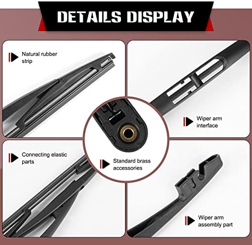 OTUAYAUTO Rear Windshield Wiper Replacement for 2018-2024 Jeep Wrangler JL, Back Window Wiper Blade Arm Accessories, Wiper Cover Kits Assembly for Rear Windshield