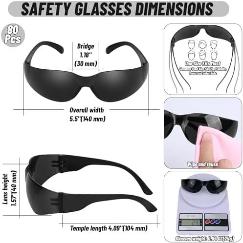 80 PCS Tinted Safety Glasses Bulk Unisex, Anti-Scratch UV Protective