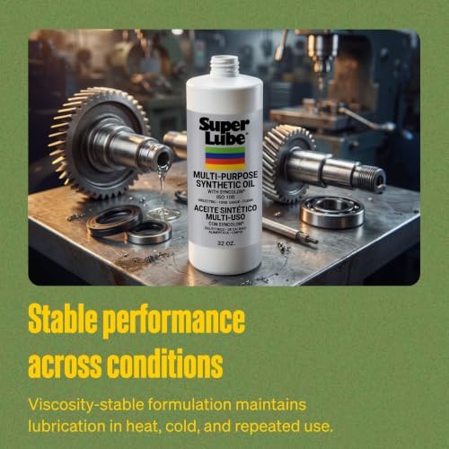 Super Lube 51030 Synthetic Oil with PTFE, High Viscosity, 1 quart Bottle, Translucent White