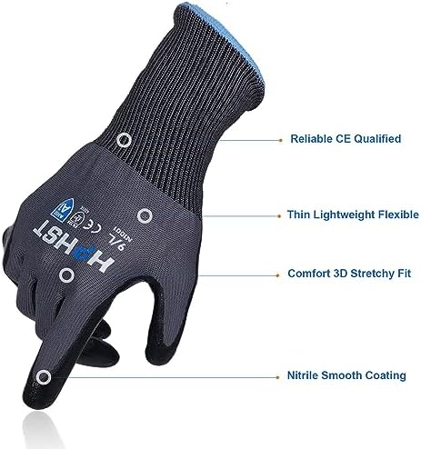 Work Gloves for Men-12 Pairs, Nitrile Coated Work Gloves with Grip, Touchscreen & Oil Resistant Gloves