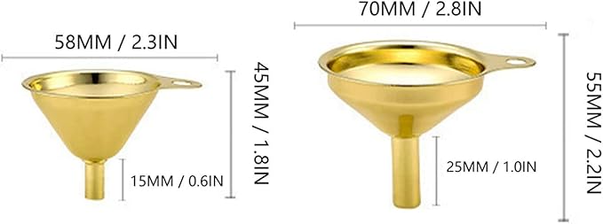 Kitchen Funnel Set, 3 Pieces Gold Stainless Steel Funnel Set Narrow Valve Rod Kitchen Oil Liquid Transferring for Canning Kitchen Tools Kitchen Gadgets Accessories